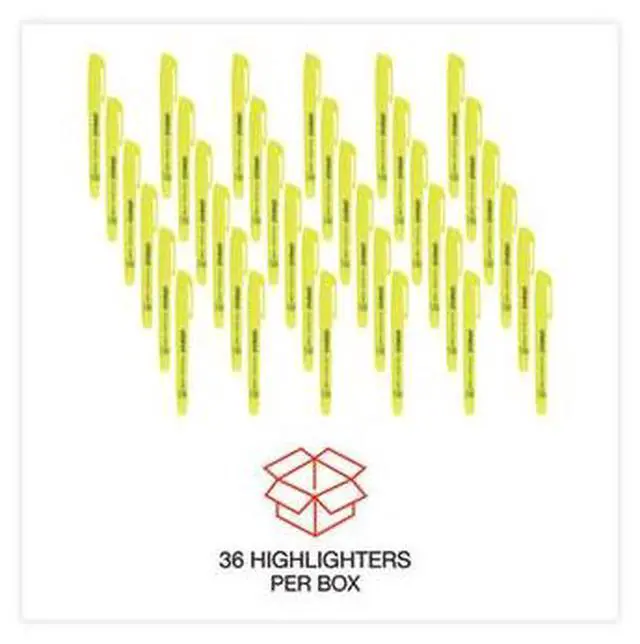 Alt view image 8 of 16 - Universal Pocket Clip Highlighter Chisel Tip Fluorescent Yellow Ink 36/Pack 08856