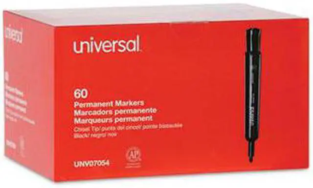 Alt view image 4 of 16 - Universal Chisel Tip Permanent Marker Chisel Black 60 per pack 07054