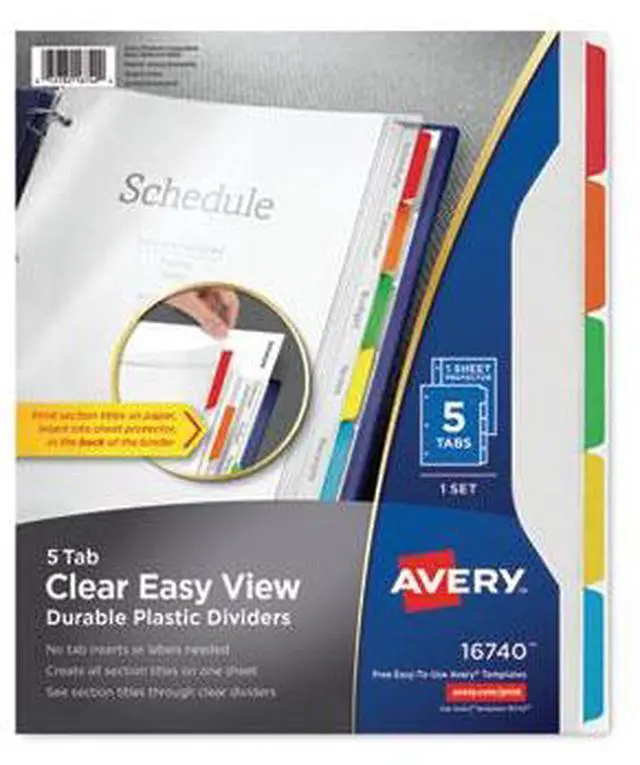 Alt view image 12 of 16 - Avery Clear View Plastic Dividers with Sheet Protector Multicolor 5-Tab Letter 16740