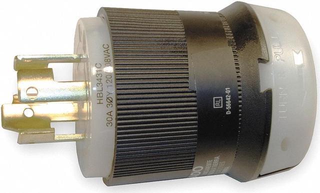 Alt view image 2 of 3 - HUBBELL WIRING DEVICE-KELLEMS HBL3431C Locking Plug, Non-NEMA, 30 A, 120/208V