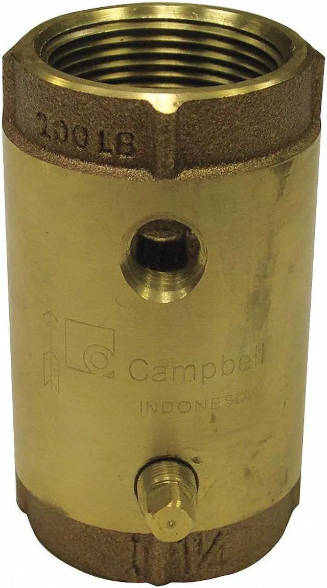 Alt view image 2 of 2 - CAMPBELL CVB-4TLF 1" FNPT Low Lead Brass Spring Check Valve w/Taps