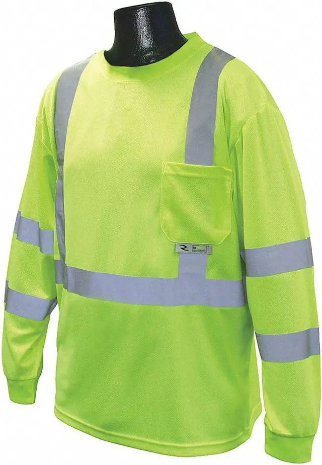 Main image of Radians Hi-Visibility Green Polyester Long Sleeve Shirt, Size: 4XL, ANSI Class 3