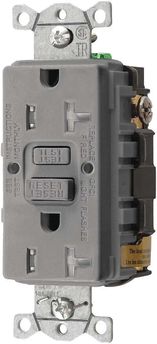 Main image of HUBBELL WIRING DEVICE-KELLEMS GFRTR20GRY GFCI Rceptcle, Commer., Gr, 20A, 1 HP