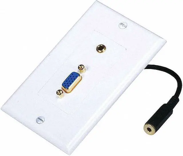 Alt view image 5 of 5 - Monoprice Gold Plated SVGA + 3.5mm Stereo Audio Coupler Wall Plate