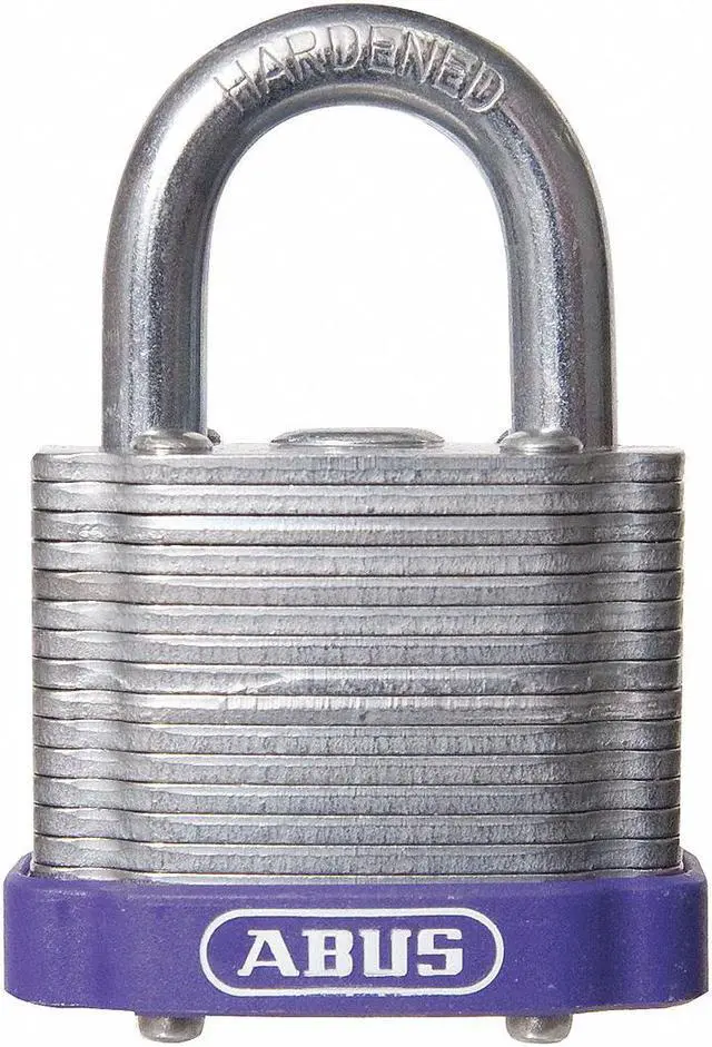 Main image of Abus Alike-Keyed Padlock, Open Shackle Type, 3/4" Shackle Height, Purple  19334