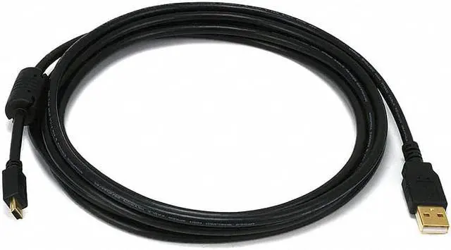 Alt view image 2 of 7 - Monoprice USB 2.0 Cable - 6 Feet - Black | USB Type-A Male to USB Mini Type-B 5-Pin, 28/24AWG, Gold Plated For Digital Camera, Cell Phones, PDAs, MP3 Players, Dash Cam