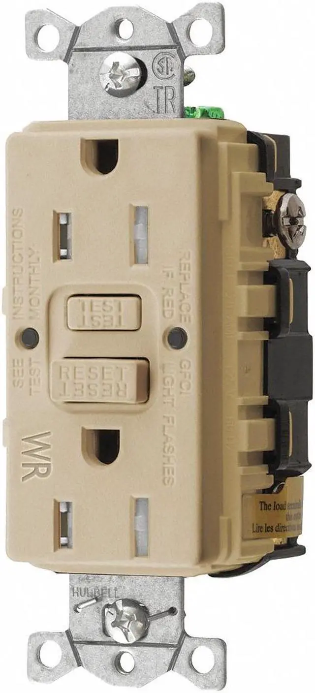 Alt view image 2 of 2 - HUBBELL WIRING DEVICE-KELLEMS GFRTW15I GFCI Receptacle, 15A, 125VAC, 5-15R,