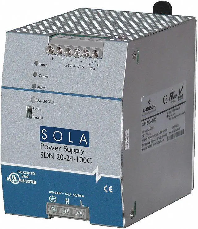 Alt view image 3 of 3 - DC Power Supply,24VDC,20A,60Hz SOLA/HEVI-DUTY SDN20-24-100C