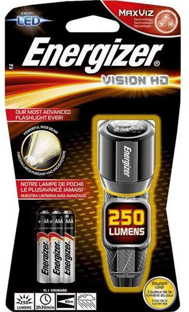 Alt view image 6 of 20 - Energizer Vision HD 3AAA Performance Metal Flashlight