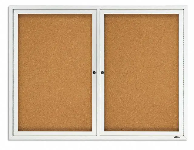 Alt view image 5 of 17 - Quartet Enclosed Bulletin Board Natural Cork/Fiberboard 48 x 36 Silver Aluminum Frame 2364