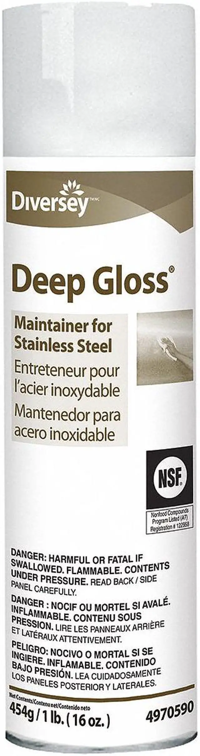 Main image of Diversey Metal Cleaner, 16 oz. Aerosol Can, Unscented Liquid, Ready to Use, 1 EA