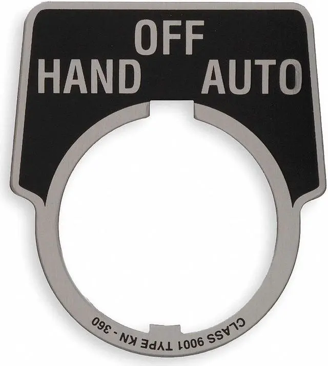 Alt view image 2 of 2 - SCHNEIDER ELECTRIC 9001KN360 Legend Plate,Hand/Off/Auto,White/Black