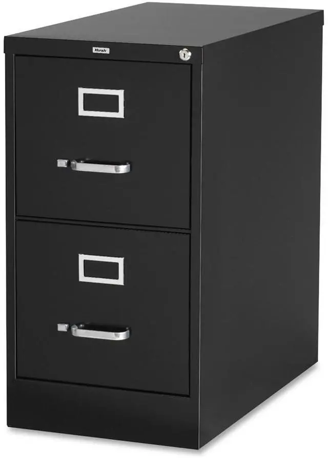Alt view image 2 of 11 - Lorell 2-Drawer Vertical File w/ Lock 15"x26-1/2"x28-3/8" Black 60194
