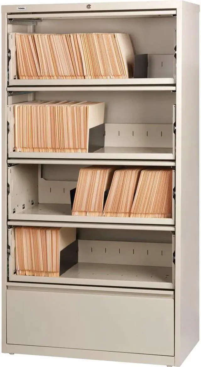 Alt view image 2 of 6 - Lorell Lateral File RCD 5-Drawer 36"x18-5/8"x68-3/4" Putty 43512
