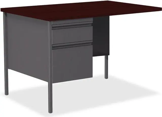 Alt view image 2 of 4 - Lorell Left Pedestal Return LH 42"x24"x29-1/2" Mahogany 60925