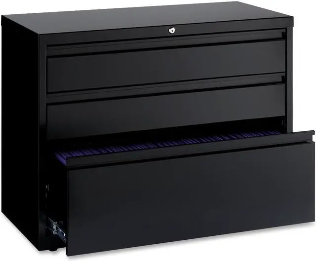 Alt view image 2 of 4 - Lorell Lateral File Cabinet 3-Drawer 36"x18-5/8"x28" Black 60929