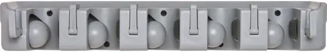 Alt view image 2 of 13 - Genuine Joe Wall Rack Holds 5 Brooms/Tools 6-Hooks f/Hanging Gray 12504