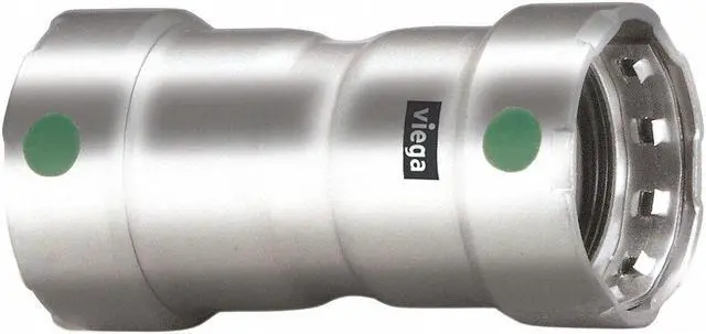 Main image of Viega Megapress Stainless 316 Coupling with stop, 1/2" x 1/2" Tube Size   90285