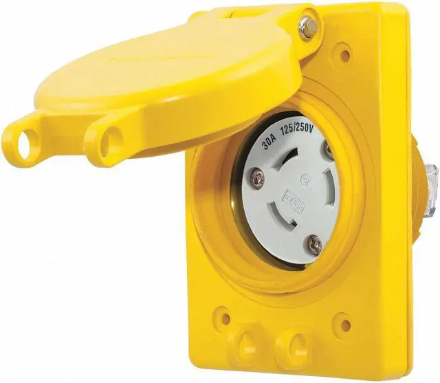 Main image of HUBBELL WIRING DEVICE-KELLEMS HBL69W08 Watertight Flanged Locking Receptacle,