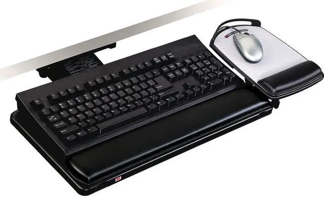 Alt view image 15 of 20 - 3M Knob Adjust Keyboard Tray With Highly Adjustable Platform Black AKT80LE