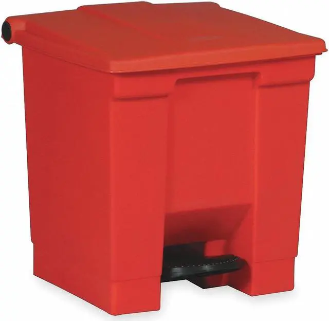 Alt view image 2 of 10 - Rubbermaid Commercial 614300RED Step-on Waste Container - Step-on Opening - 8 gal Capacity - 17.1" Height x 15.8" Width