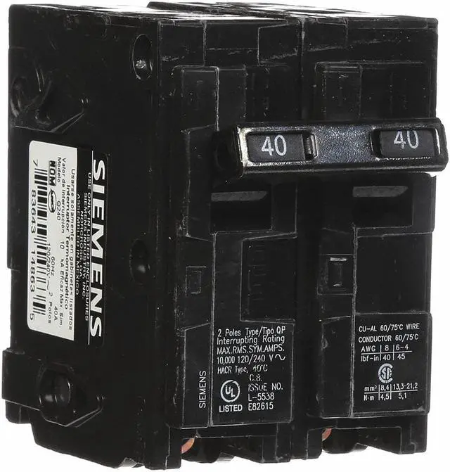 Alt view image 3 of 3 - SIEMENS Q240 40 A Plug In Standard Miniature Circuit Breaker , 120/240V AC 48V