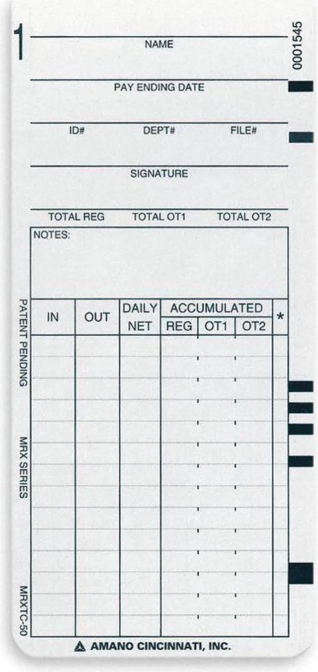 Main image of AMANO ARX-104450 Card,Time,PK1000