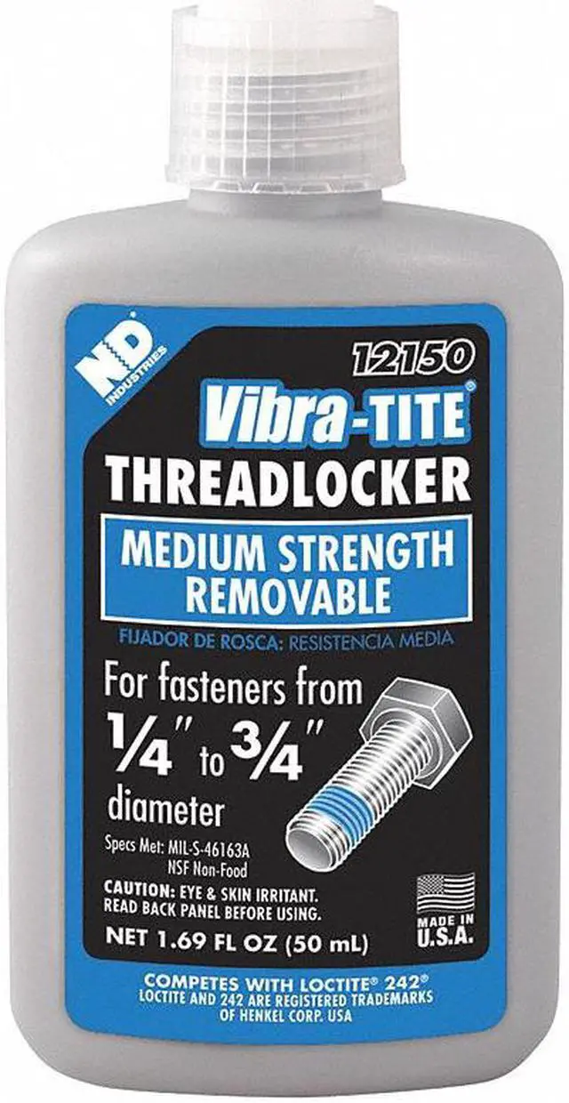 Main image of Vibra-tite 121 Series Medium-Strength Threadlocker, Blue Liquid, 50mL Bottle