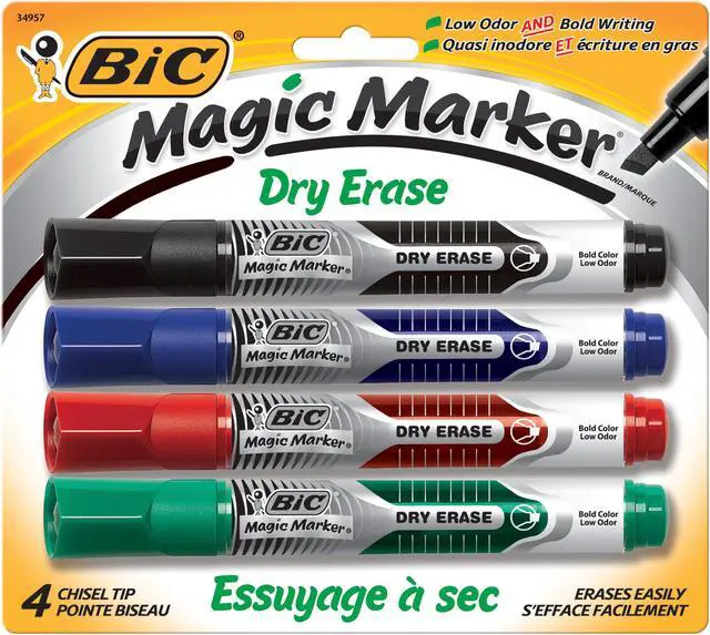 Alt view image 5 of 14 - BIC Low Odor & Bold Writing Dry Erase Marker Chisel Tip 4/Pack GELITP41AST