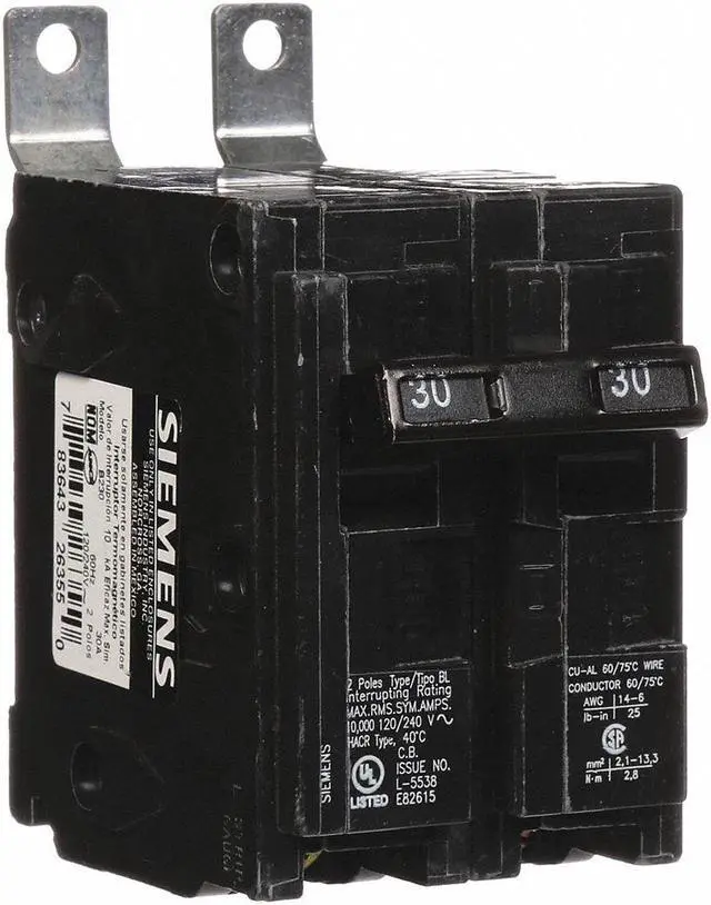 Alt view image 3 of 5 - SIEMENS B230 Miniature Circuit Breaker, BL Series, 30A, 2 Pole, 120/240V AC,