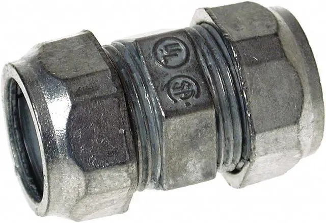 Main image of RACO 2876 EMT Coupling, 4 in, Compression, Zinc Alloy, Plain, Gray