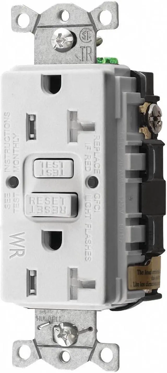 Main image of HUBBELL GFRTW20W GFCI Receptacle,20A,125VAC,5-20R,White