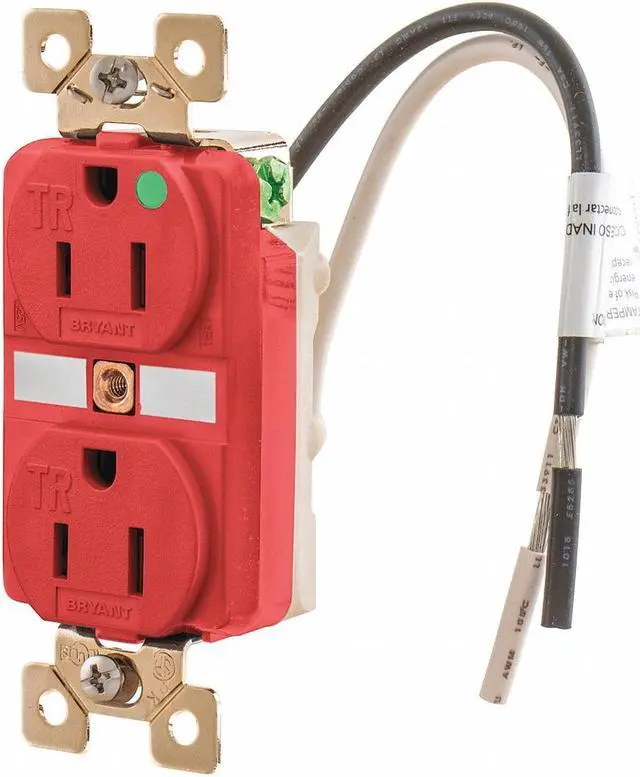 Alt view image 2 of 2 - BRYANT BRY8200RTR Straight Blade Receptacle, 5-15R, 15 A, 125V AC, 2 Pole, 3