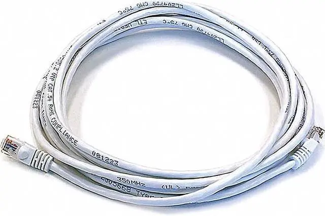 Alt view image 2 of 12 - Monoprice Cat5e Ethernet Patch Cable - Network Internet Cord - RJ45, Stranded, 350Mhz, UTP, Pure Bare Copper Wire, 24AWG, 14ft, White