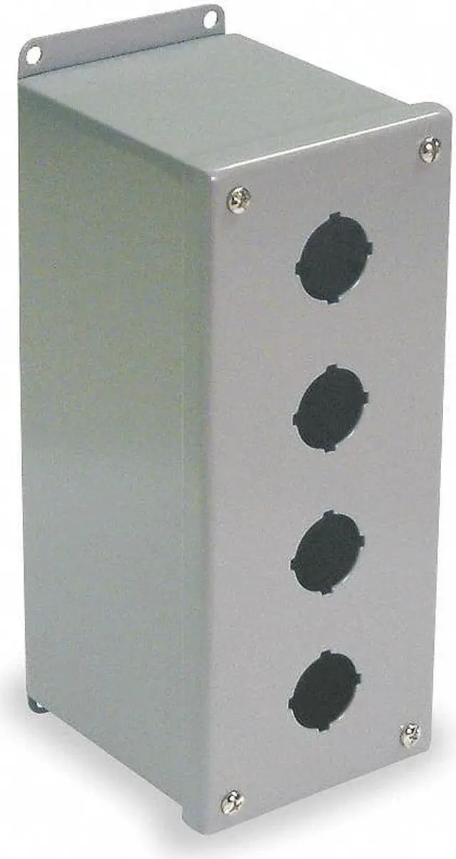 Alt view image 2 of 2 - WIEGMANN PBXD4 Pushbutton Enclosure,30mm,4 Holes,Steel