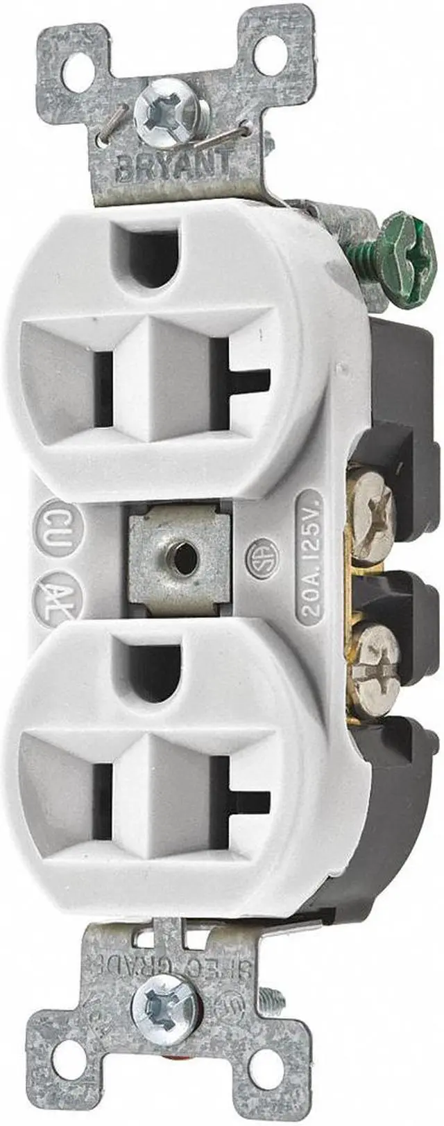 Main image of BRYANT 5362BW Straight Blade Receptacle, 5-20R, 20 A, 125V AC, 2 Pole, 3 Wire,