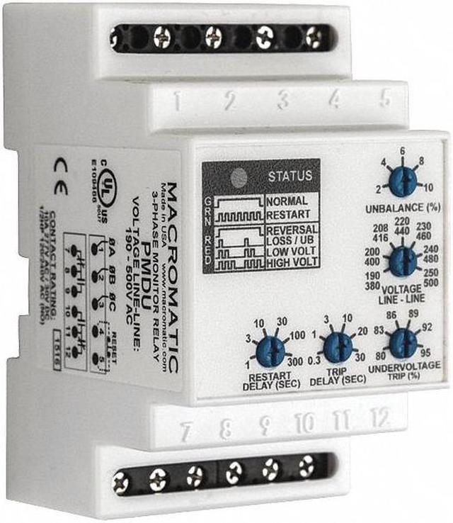 Main image of MACROMATIC PMDU 3 Phase Monitor Relay,DPDT,500VAC,0 Pin