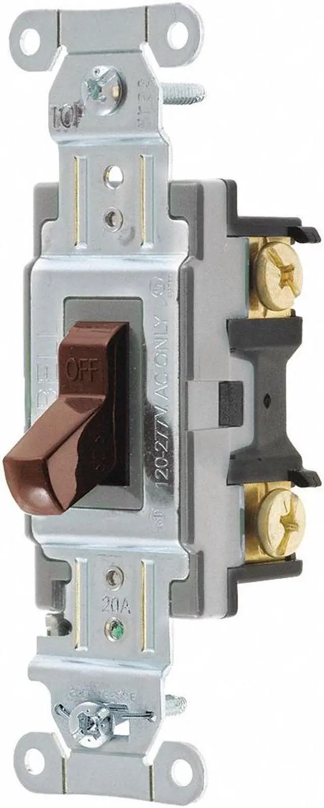 Alt view image 2 of 3 - Bryant CSB220B Brown Double Pole Commercial Grade Toggle Switch 20A 120/277V AC