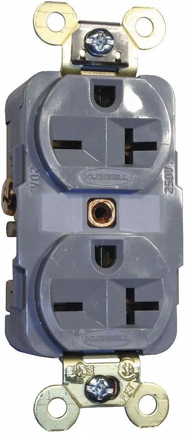 Alt view image 2 of 2 - HUBBELL WIRING DEVICE-KELLEMS HBL5462GY Straight Blade Receptacle, 6-20R, 20 A,
