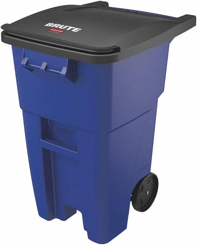 Alt view image 2 of 3 - RUBBERMAID COMMERCIAL FG9W2700BLUE BRUTE 50 gal Rectangular Rolling Plastic
