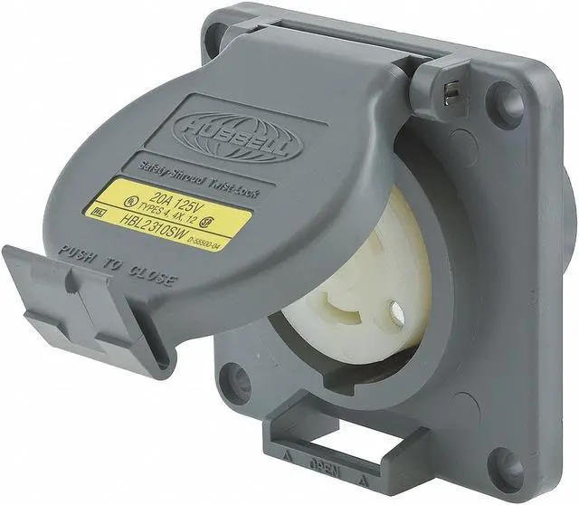 Alt view image 2 of 5 - Hubbell Wiring Device-Kellems Watertight Locking Receptacle,20,Gray  HBL2310SW