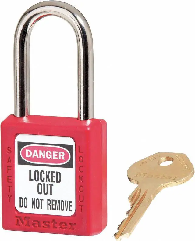 Alt view image 4 of 4 - MASTER LOCK 410KAS6RED Zenex Thermoplastic Safety Padlock, 1-1/2 in H Shackle,