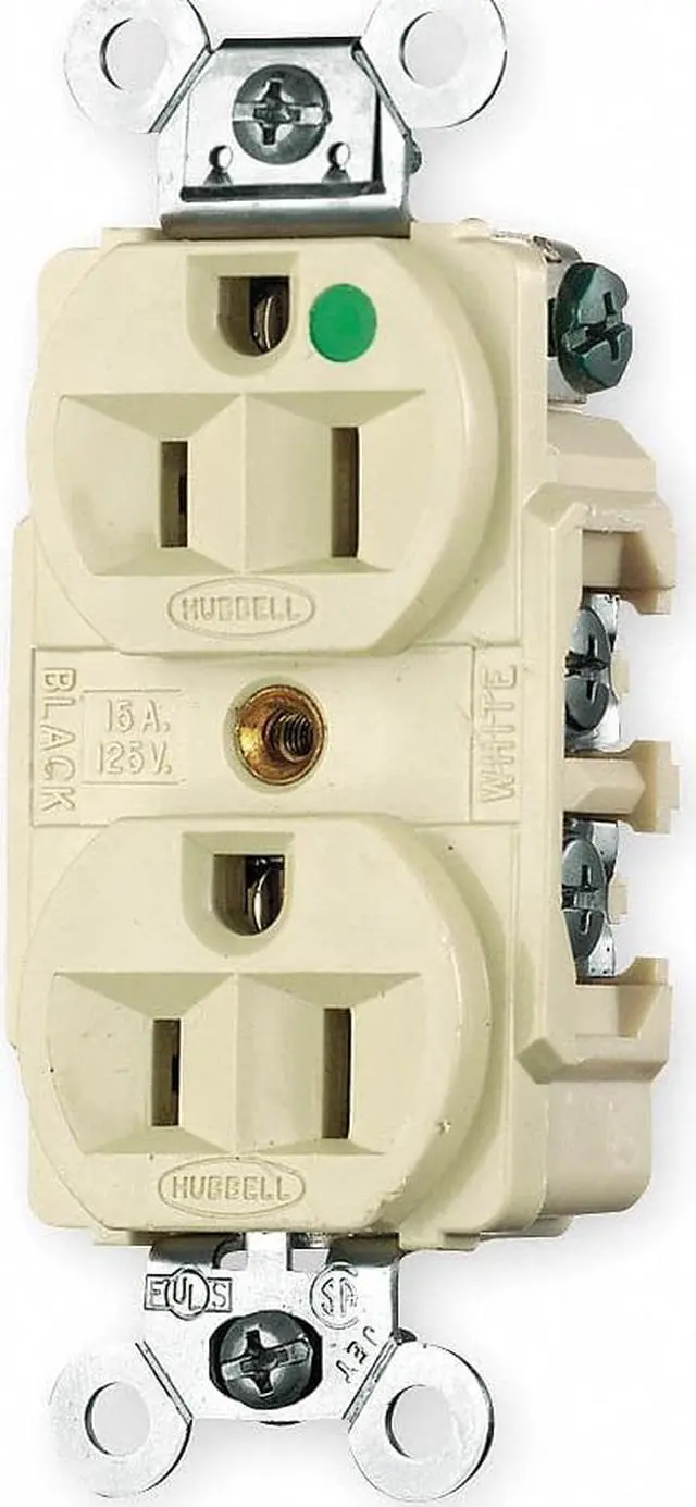 Alt view image 2 of 3 - HUBBELL WIRING DEVICE-KELLEMS HBL8200ILR Straight Blade Receptacle, 5-15R, 15