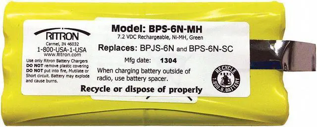 Main image of RITRON BPS-6N-MH SKU#:4VM33,MFR#:BPS-6N-MH,1200mAh