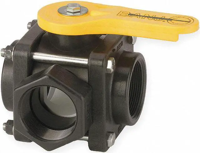 Main image of BANJO V200SL 2" FNPT Polypropylene Ball Valve 3-Way