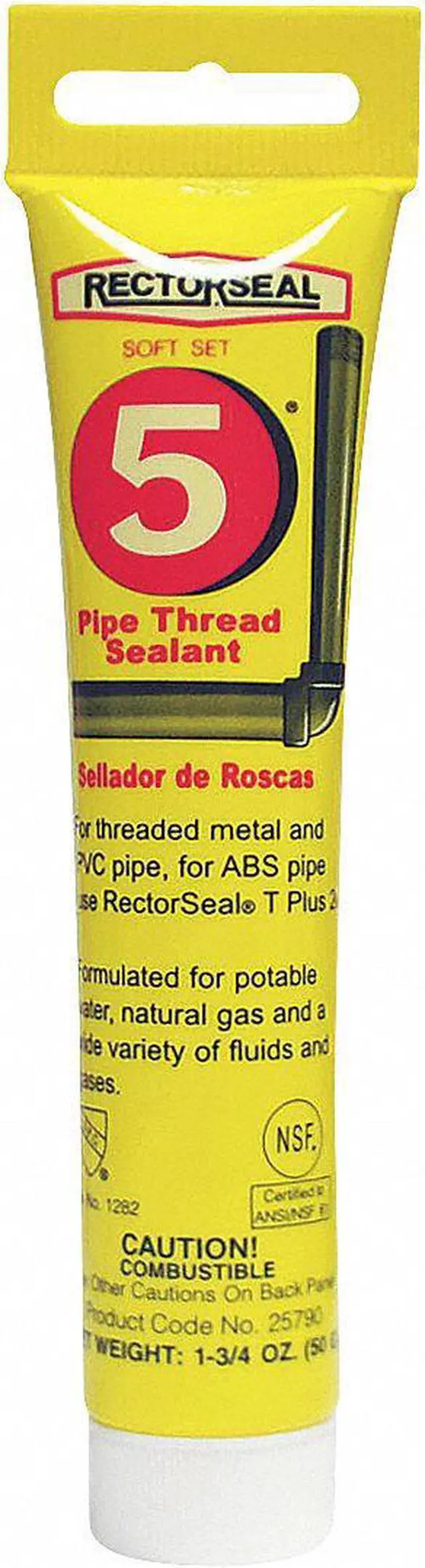 Main image of Rectorseal 1.75 oz. Tube Pipe Thread Sealant with 2600 psi, Yellow 25790