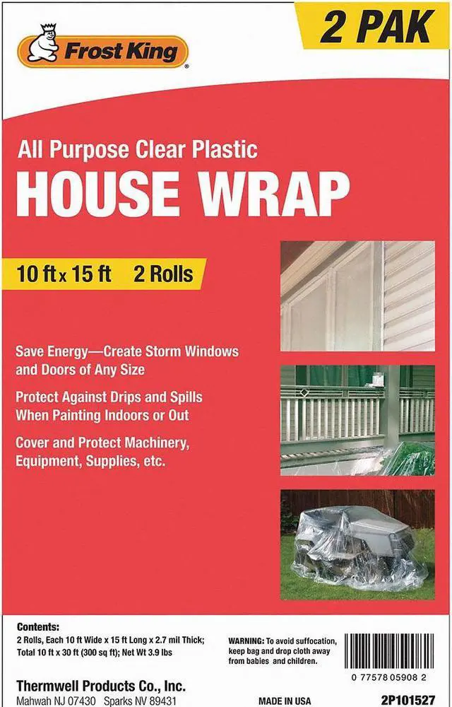 Alt view image 2 of 3 - FROST KING 2P101527 House Wrap 10 ft. x 15 ft., Pk2