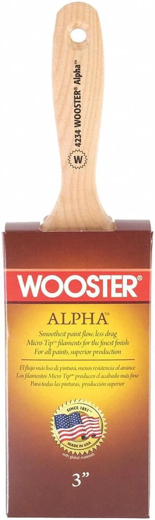 Alt view image 2 of 4 - WOOSTER 4234-3 3" Wall Paint Brush, Micro Tip Bristle, Wood Handle
