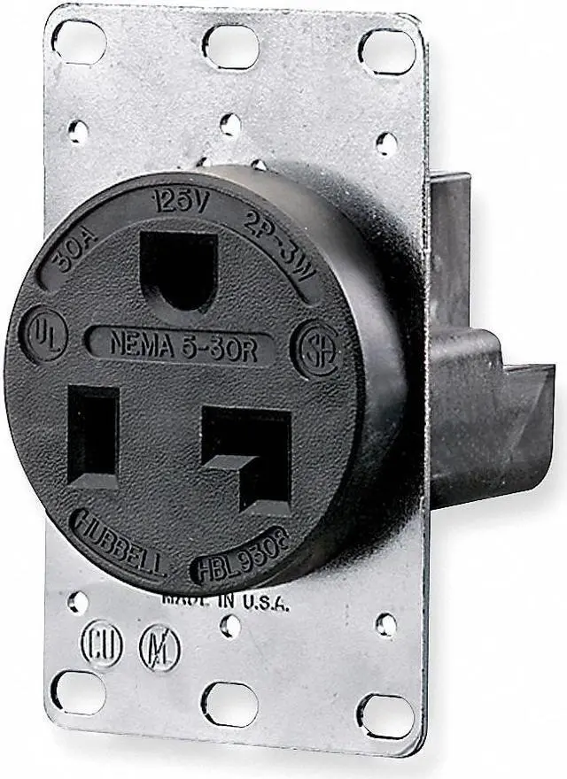 Alt view image 2 of 4 - HUBBELL WIRING DEVICE-KELLEMS HBL9308 Straight Blade Receptacle, 5-30R, 30 A,