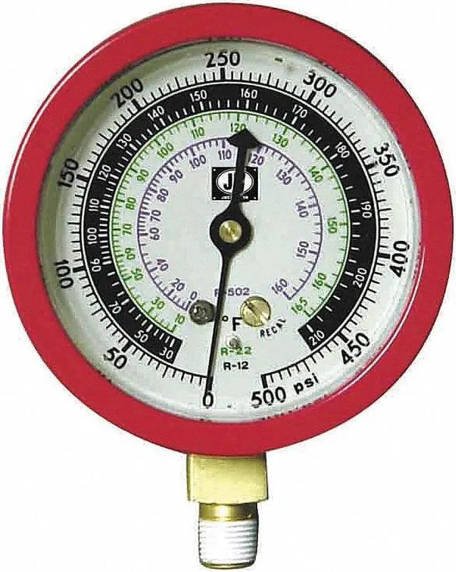 Alt view image 2 of 2 - JB INDUSTRIES M2-895 Gauge,3-1/8 In Dia,High Side,Red,800 psi